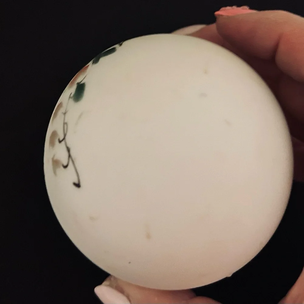 Late 1800’s Victorian Hand Blown, Hand Painted Milk Glass “ A Happy Easter “ Egg